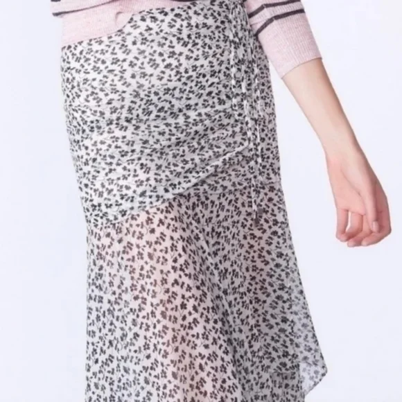 VERONICA BEARD SEVILLA RUFFLE SKIRT BLACK WHITE 4 - Picture 3 of 10